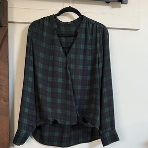 The Limited Green and Black Plaid Blouse